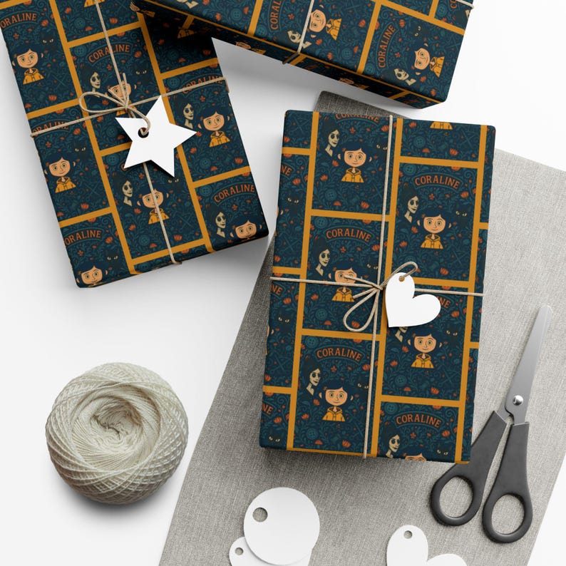 Cadeaupapier, Coraline Movie Wuss Puss Cat en andere moedercadeauverpakking met knopen afbeelding 6