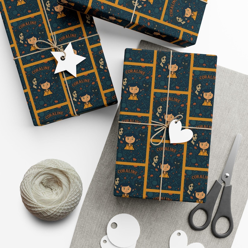 Cadeaupapier, Coraline Movie Wuss Puss Cat en andere moedercadeauverpakking met knopen afbeelding 8