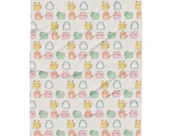 Kawaii Taschenmonster Decke niedlichen Anime Stil werfen Pastell Geschöpf Muster gemütliche weiche Decke Geschenk für Fans Kinder Jugendliche