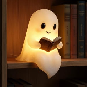 Leesboekverlichting spook, leesachtig nachtlampje, hars bureaulamp, gezellig cadeau voor boekenwurmen