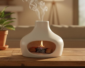 Bruciatore di Palo Santo in ceramica, camino per incenso, supporto minimalista per meditazione, regalo spirituale per la calma e decorazione per la casa, regalo yoga calma decorazione