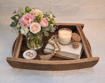Rustic decorative tray with handles-Tray D