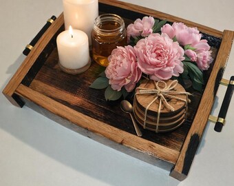 Rustic decorative tray with handles-Tray C
