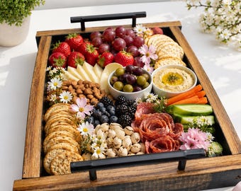 Rustic decorative tray with handles