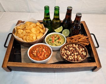 Rustic decorative tray with handles