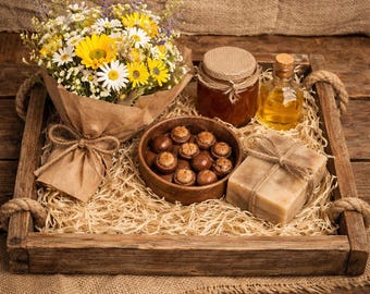 Rustic decorative tray without handles-Tray E