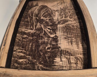 Laser Engraved Rustic decorative tray with handles