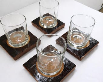 Bourbon barrel stave set of coasters