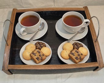 Rustic decorative tray with handles-Tray B