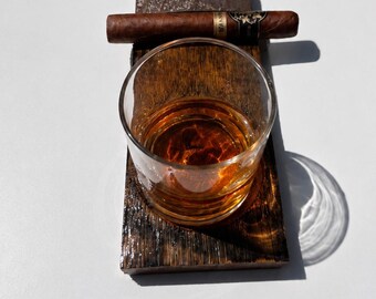 Whiskey/Bourbon glass and cigar holder stave