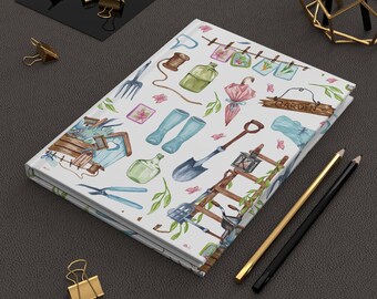 Watercolor Garden Tools Journal | Hardcover Notebook Matte