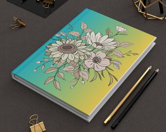 Hand-drawn Wildflower Bouquet Hardcover Journal | Floral Notebook