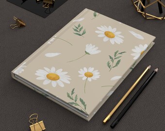 Hardcover dagboek met madeliefje bloemenpatroon | Mat notitieboek
