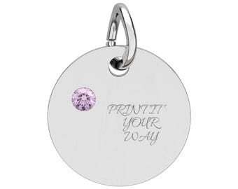 Personalized Birthstone Necklace, Custom Engraved Circle Charm, Name Necklace for Mom, Dainty Gold Silver Jewelry, Gift Her
