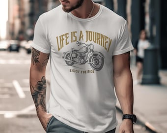 Life is a Journey motorfiets T-shirt, Enjoy The Ride Vintage Biker Tee, Road Trip Adventure-shirt, Vaderdagcadeau voor hem