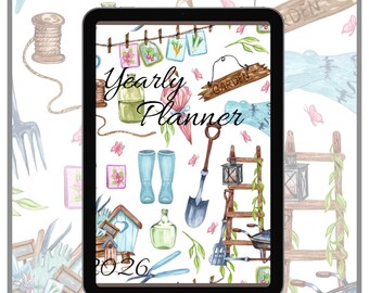 Jaarplanner 2026 | Maandkalender thema waterverftuin (digitale download)
