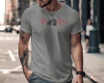 Motorcycle Heartbeat Sportbike Tee, Biker Pulse Graphic Shirt, Rider Life Apparel