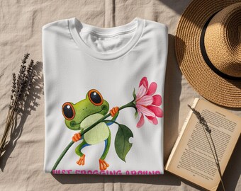Schattig kikker-T-shirt, alleen maar rond het T-shirt, grillige kikkerliefhebber | Grappig dier