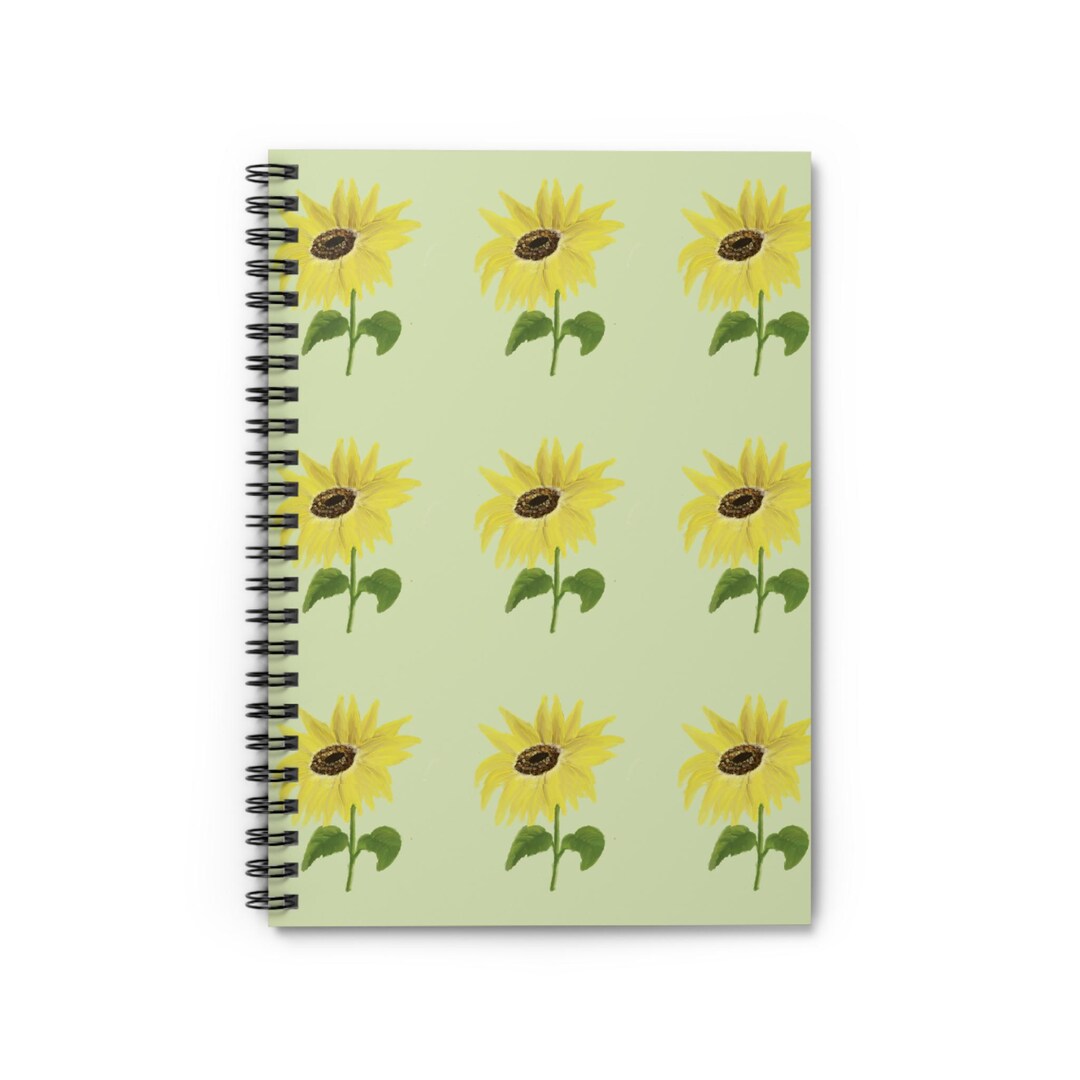 Yellow Sunflower Pattern Spiral Notebook | Ruled Lined Journal - Etsy