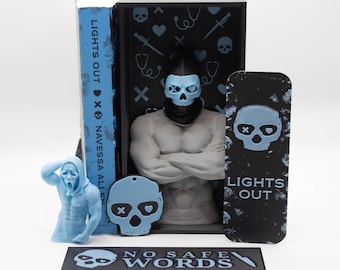 Lights Out Bundle | Dark Romance Book Nook + Bookmark + Decor Set | Gothic BookTok Gift | Spicy Romance Shelf Decor | Morally Grey Vibes