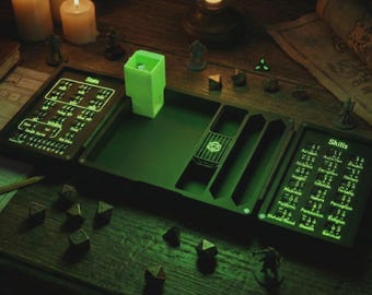 Glow in the Dark D&D Stats and Skill Tracker Box — The Ultimate Accessory for Epic Gaming Sessions (Customizable) — Stats and Skills Tracker