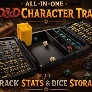 Kit para Jogador de D&D, Acessório para Sessões Épicas de Jogo, Bandeja de Dados Personalizada para Estatísticas e Habilidades