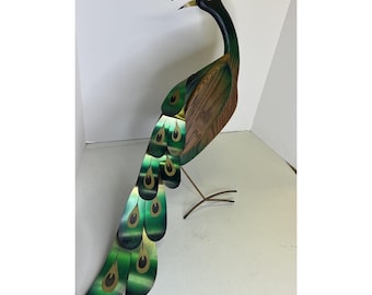 1965 Vintage MASKETEERS, INC PEACOCK Holz & Metall Mid Century Wandkunst Skulptur