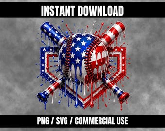 Design de gotejamento de beisebol com a bandeira americana (PNG SVG)