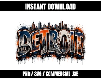 Detroit PNG SVG | Arquivo para impressão por sublimação com fundo transparente | Download instantâneo