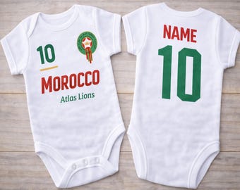 Body da neonato con maglia da calcio dei Leoni dell'Atlante del Marocco, tutina per tifosi di calcio
