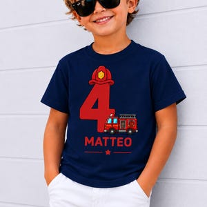 Feuerwehr Geburtstagsshirt personalisiert 1–8 Jahre | Kinder T-Shirt mit Name | Feuerwehr Kindergeburtstag | Geburtstagsshirt Junge | Gesche