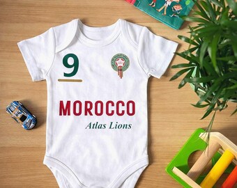 Morocco Atlas Lions Soccer Jersey Baby Onesie, Football Fan Bodysuit