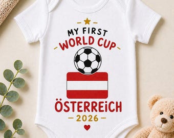 Romper Meine Erste WM 2026 Österreich | Fuball-outfit voor baby's | Österreich romper | Cadeau voor Geburt | WM Babykleding