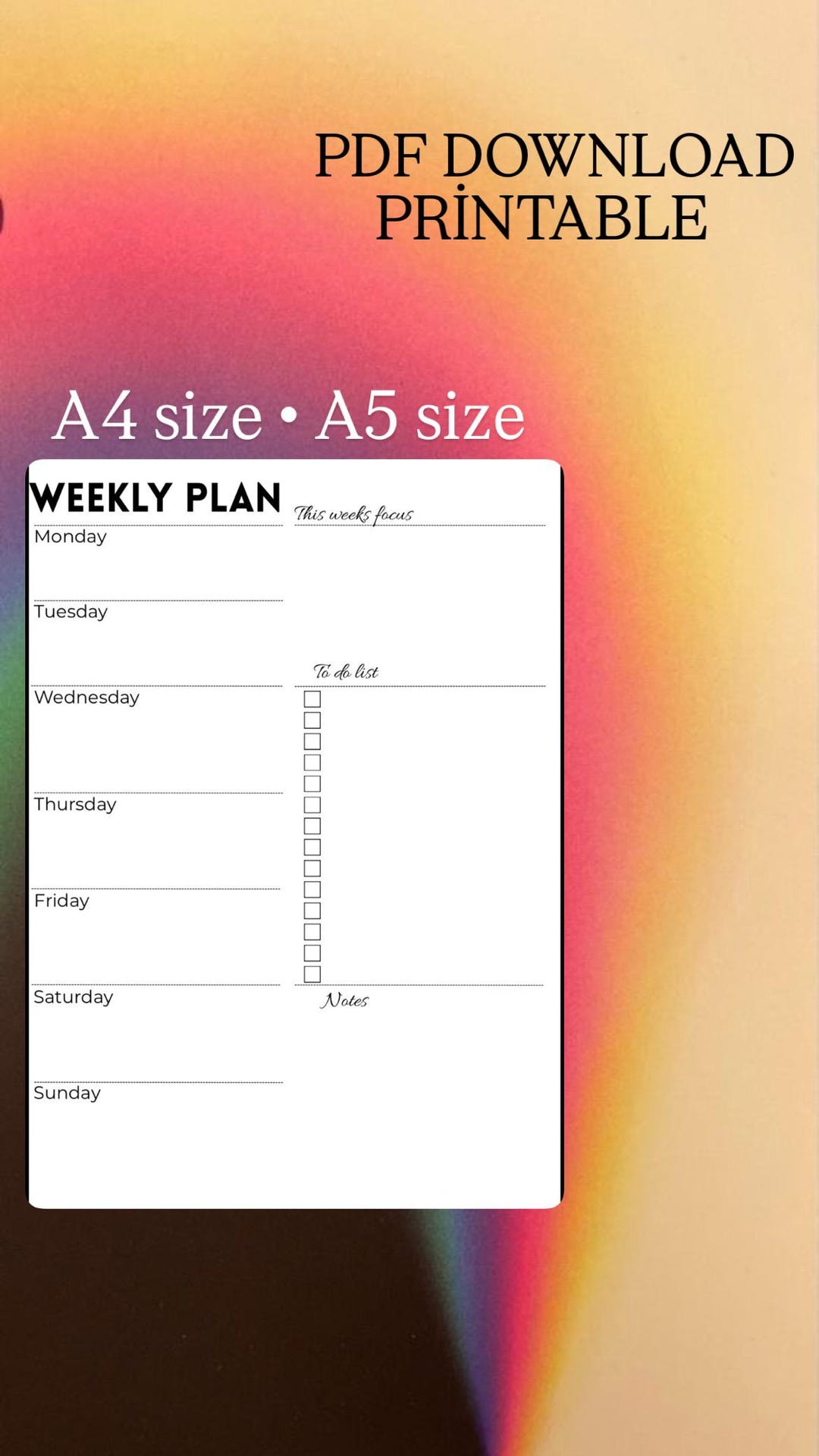 Minimal Weekly Planner Printable | Weekly Plan Template | to Do List ...