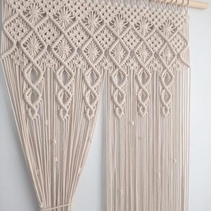 Customizable Boho Macrame Curtain, Cotton Yarn Room Divider, Bohemian Window Decor