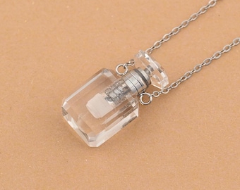 Raffinierte 18K Gold gefüllte Parfüm Flasche Halskette Hervorheben Bergkristall Edelstein mit anspruchsvollen Design 45.5 cm + 5 cm
