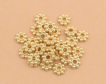 Polished 18K Gold Plated Daisy Spacer Bead with Rounded Petals and Open Center for Bracelet Necklace Styling Designs 10x2mm 20 Pcs