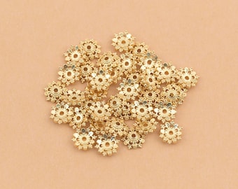 Lovely 18K Gold Plated Filigree Flower Bead Cap with Tiny Petal Loops for Bracelet Necklace and Earring Designs 8x2.5mm 20 Pcs