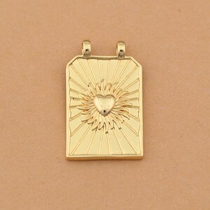 Radiant 18K Gold Filled Heart Sun Pendant With Double Loop Design For Stylish Layered Necklaces 18x29mm
