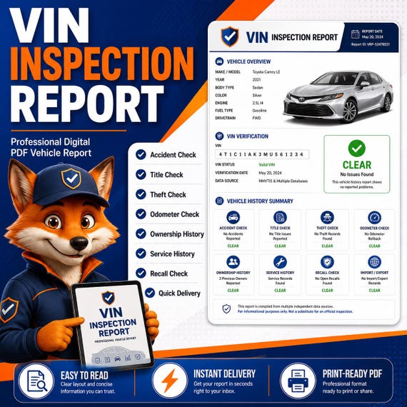 Enter Vin | printable PDF download | Car inspection report USA Canada PDF, Used Car Inspection Guide, Printable Auto Checklist.