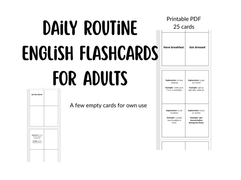 Daily Routine English Flashcards for Adults | Printable ESL Vocabulary ...