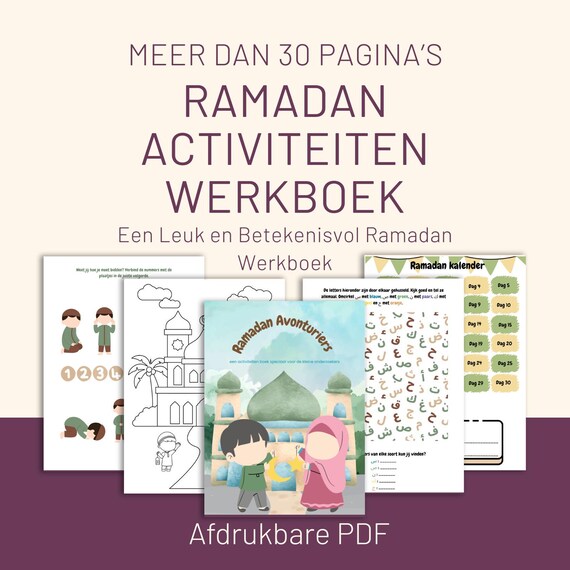 Ramadan Activiteitenboek voor Kinderen | Printbaar A4 PDF | 34 Leerzame & Leuke Pagina’s