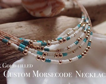 Morse-Code-Halskette: Einstellbare wasserdichte Polyester-Schnur-Schmuck