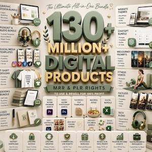 130 Million+ Digital Products Bundle (MRR, PLR) - Passive Income Resources