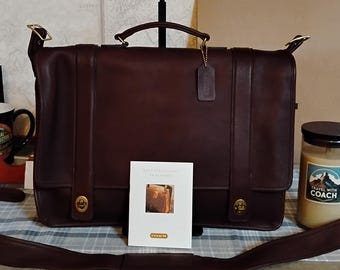 Vintage Coach NWOT Essex Briefcase Mahogany Brass Style - 5274 Original Strap, Hang Tag