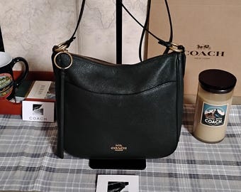Coach Chaise Crossbody Bag Dark Green Brass Style - 35543 Strap and Leather Tassel
