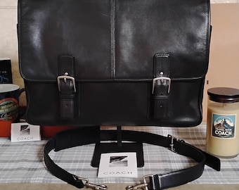 Vintage Coach Thompson Briefcase Black Nickel Style - 6455 Original Shoulder Strap and Pad