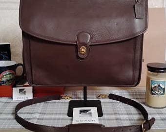 Vintage Coach Beekman Briefcase Mocha Brass Style - 5266 Original Strap, Hang Tag