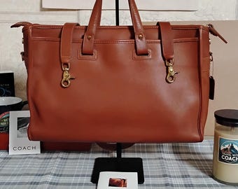 Vintage Coach Bedford Briefcase British Tan Brass Style - 5273 Original Strap, Hang Tag