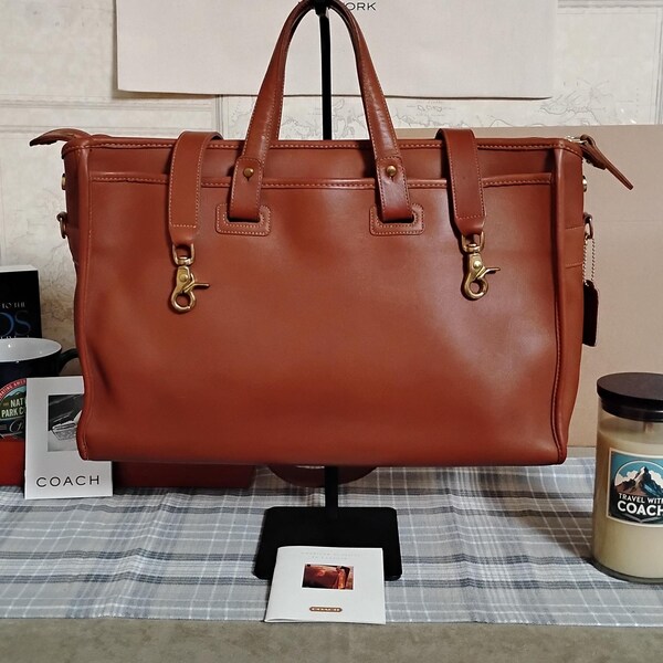 Vintage Coach Bedford Briefcase British Tan Brass Style - 5273 Original Strap, Hang Tag